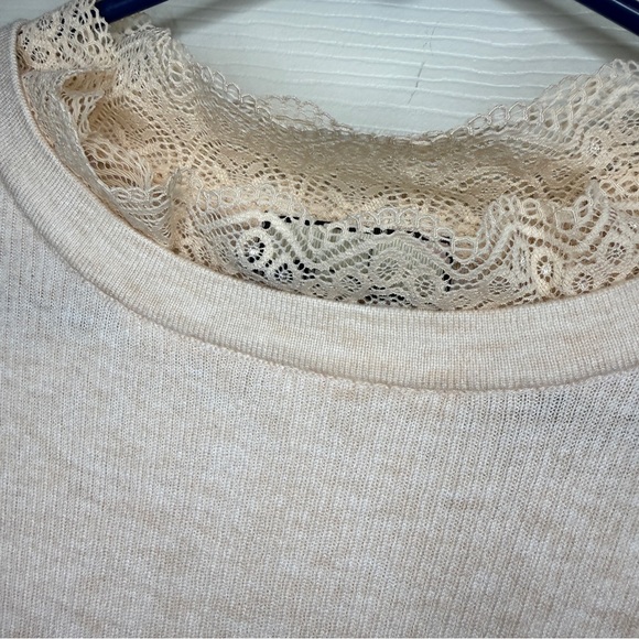 Tuckernuck Rosemary Ribbed Light Weight Sweater Lace Trim Cream - Size XXL - Picture 6 of 8